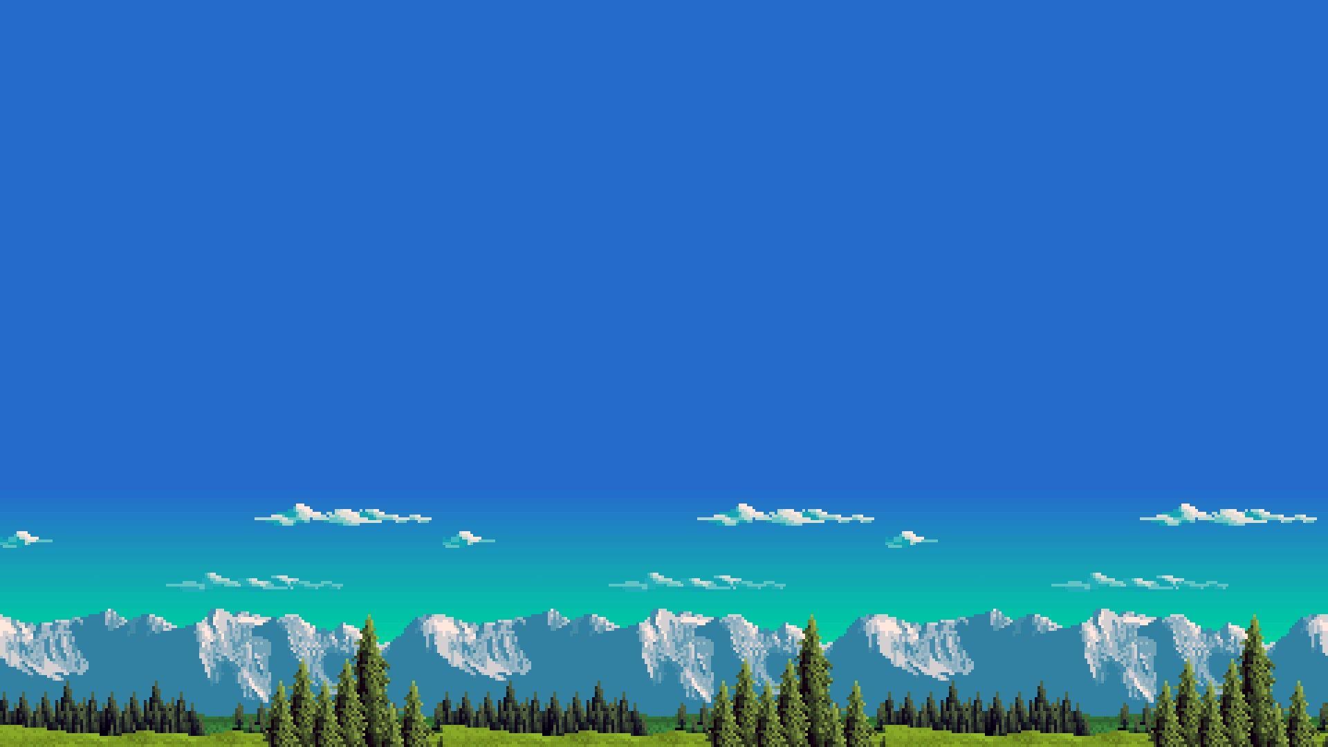 Wallpaper, mountains, sky, retro games, horizon, 8 bit, cloud