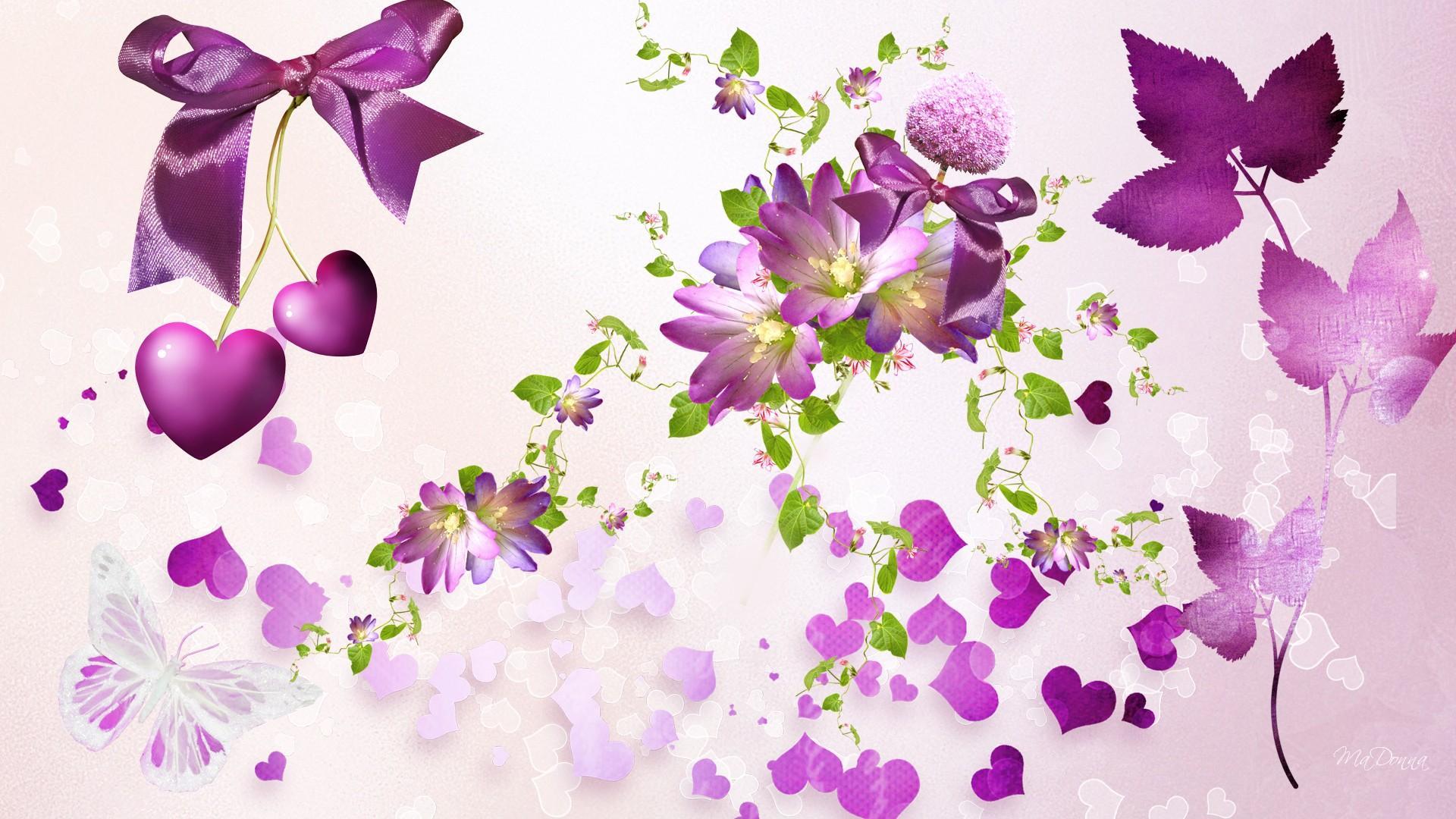 hearts and flowers wallpaper