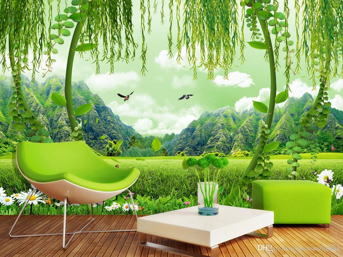 Green Field Scenery 3D Tv Background Wall Mural 3D Wallpaper 3D Wall