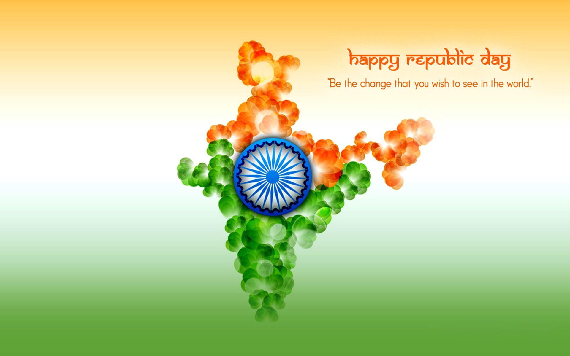 Happy Republic Day Indian Map And Ashok Chakra HD Wallpaper