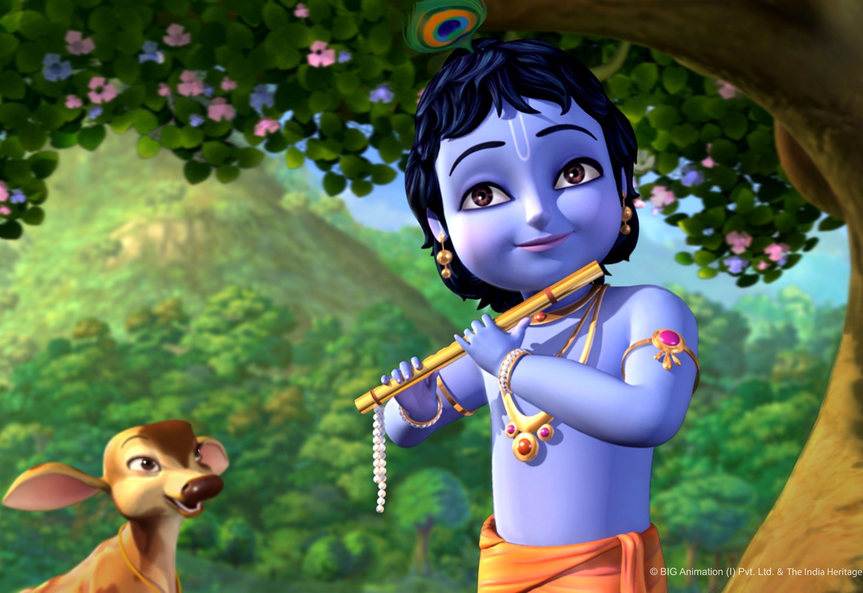 Animated Little Krishna Cartoon Wallpaper HD Picture