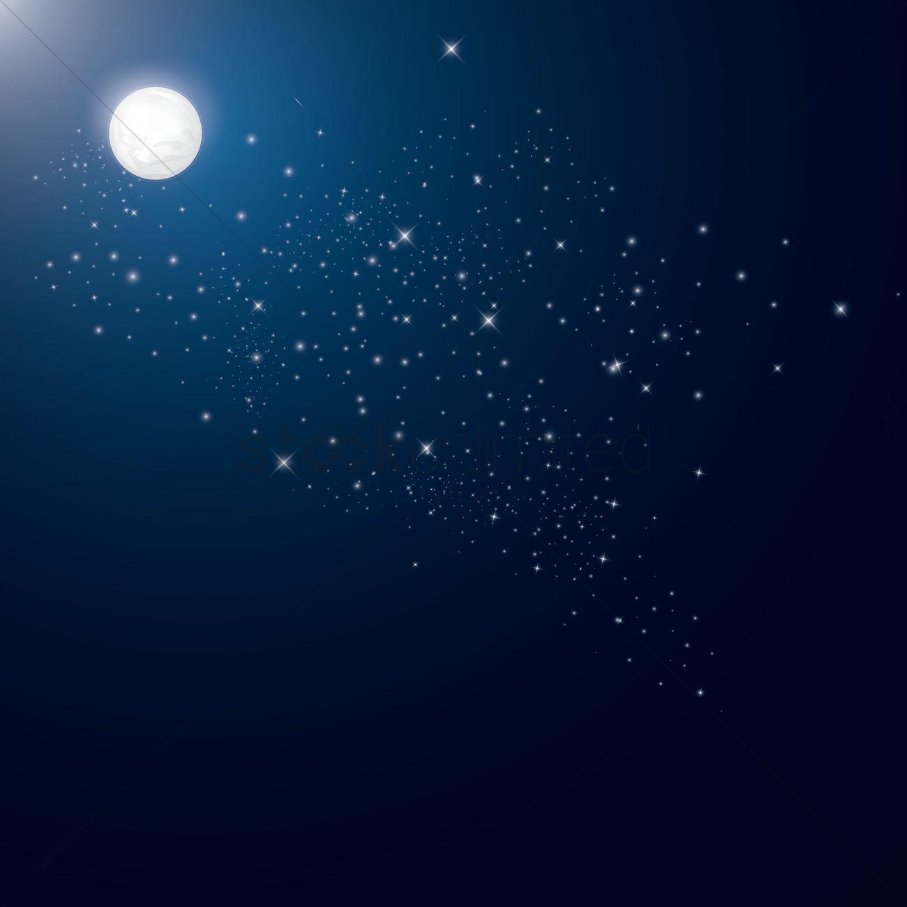 Full moon and stars background Vector Image