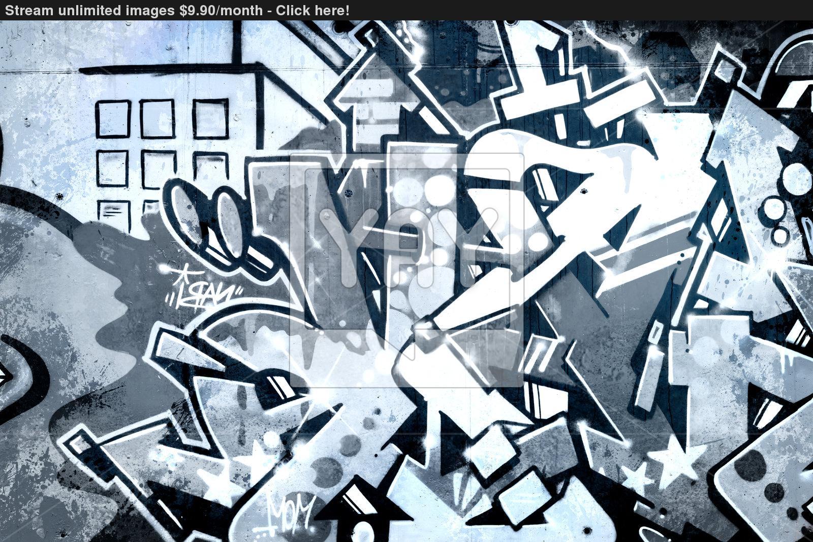 Graffiti over old dirty wall, urban hip hop background Gray text