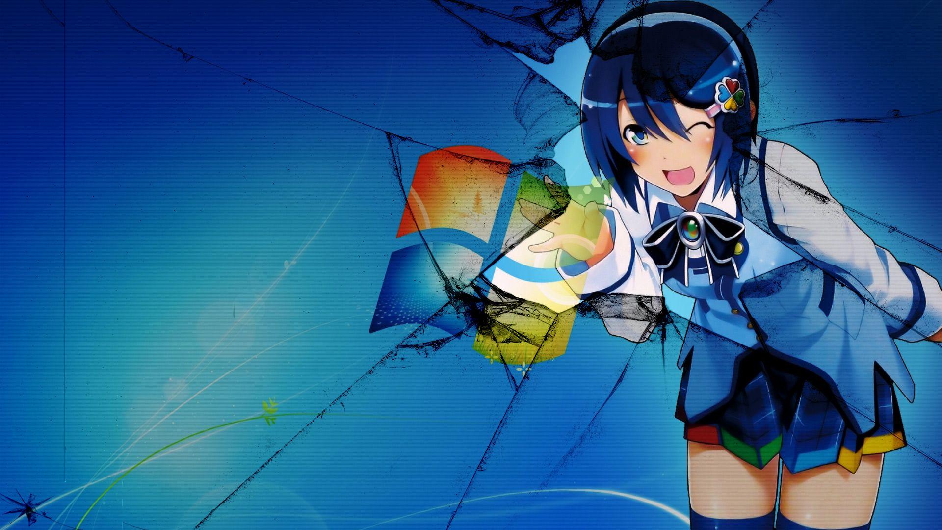 Anime Girl Windows Logo HD Wallpapers