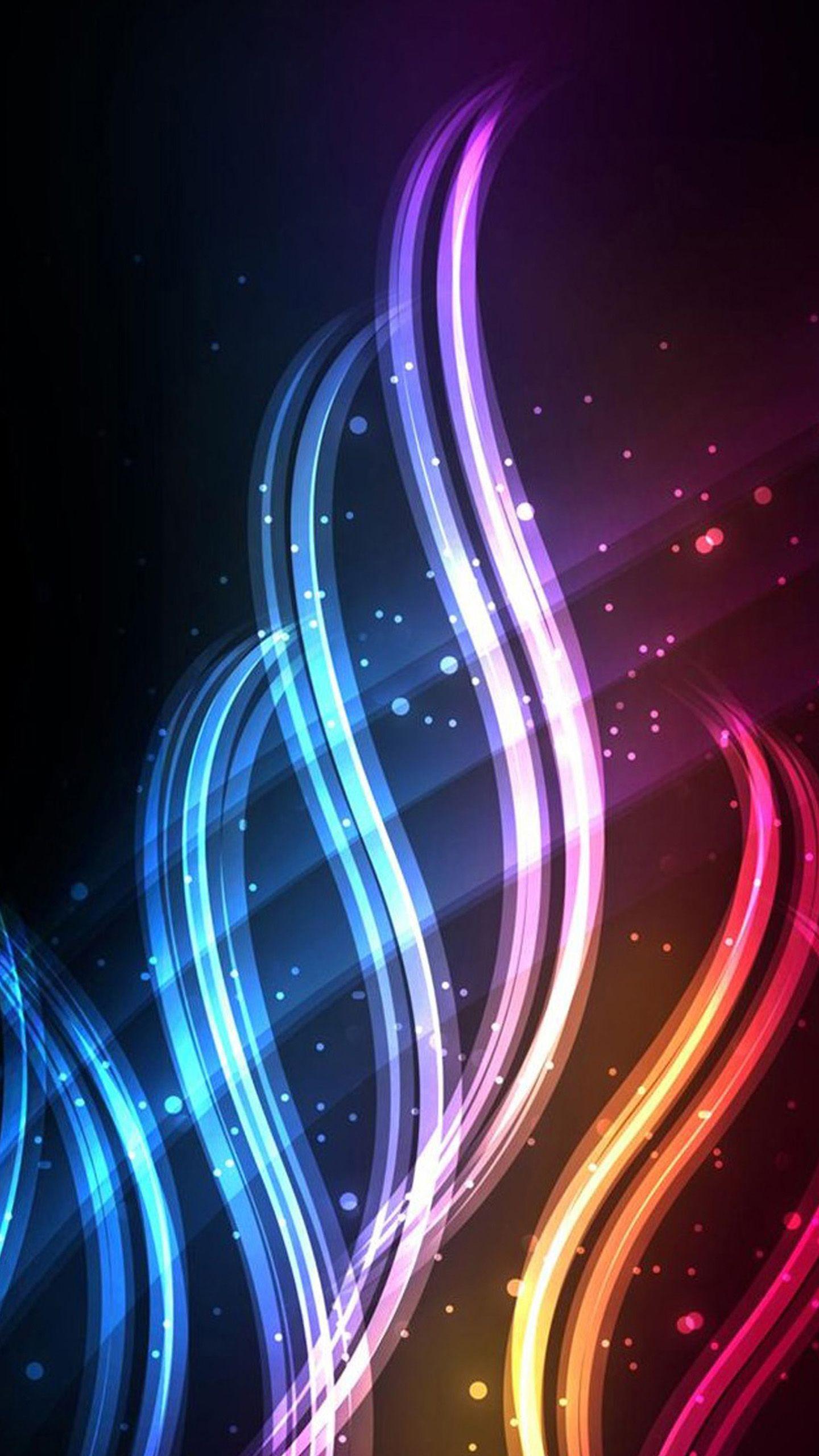 quad HD mobile phone wallpaper 1440x2560 neon swirls