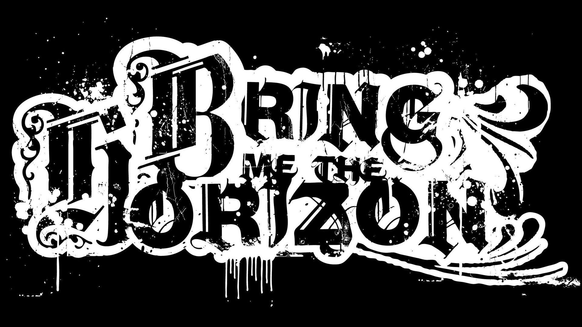 black and white, Bring Me The Horizon, logos, black background