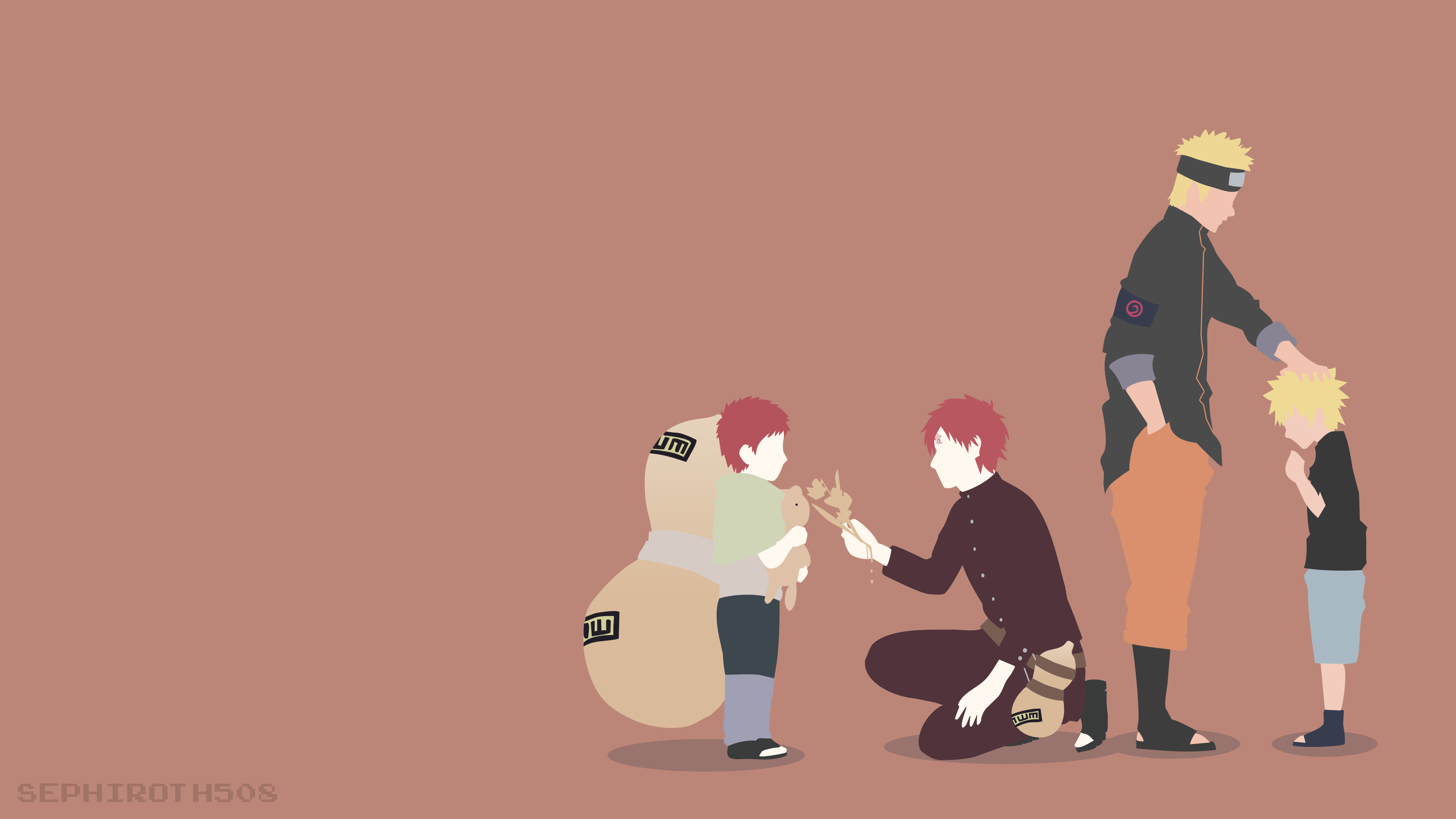 You are not alone.. Naruto and Gaara. Minimalist Wallpaper