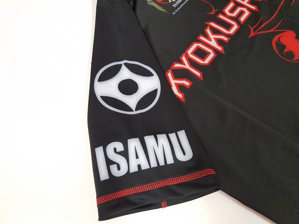 ISAMU ISAMU KYOKUSHIN KARATE FIGHT RASHGUARD RYUU BLACK RED