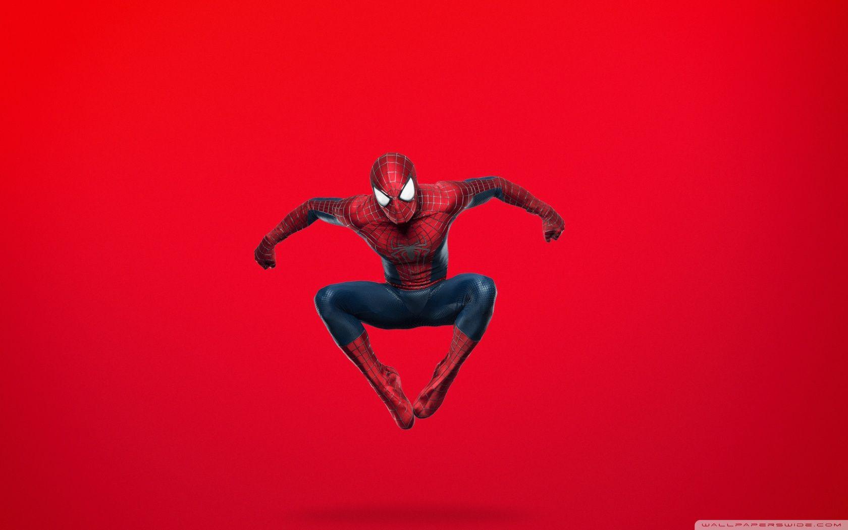 Spider Man Jumping (Red Background) ❤ 4K HD Desktop Wallpaper