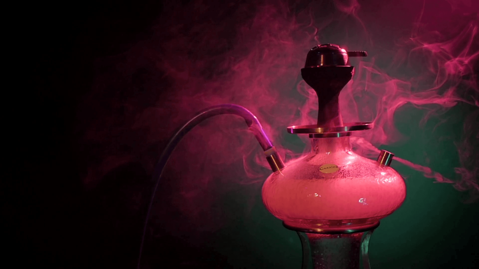 purple hookah smoke on a black background. slow motion Stock Video