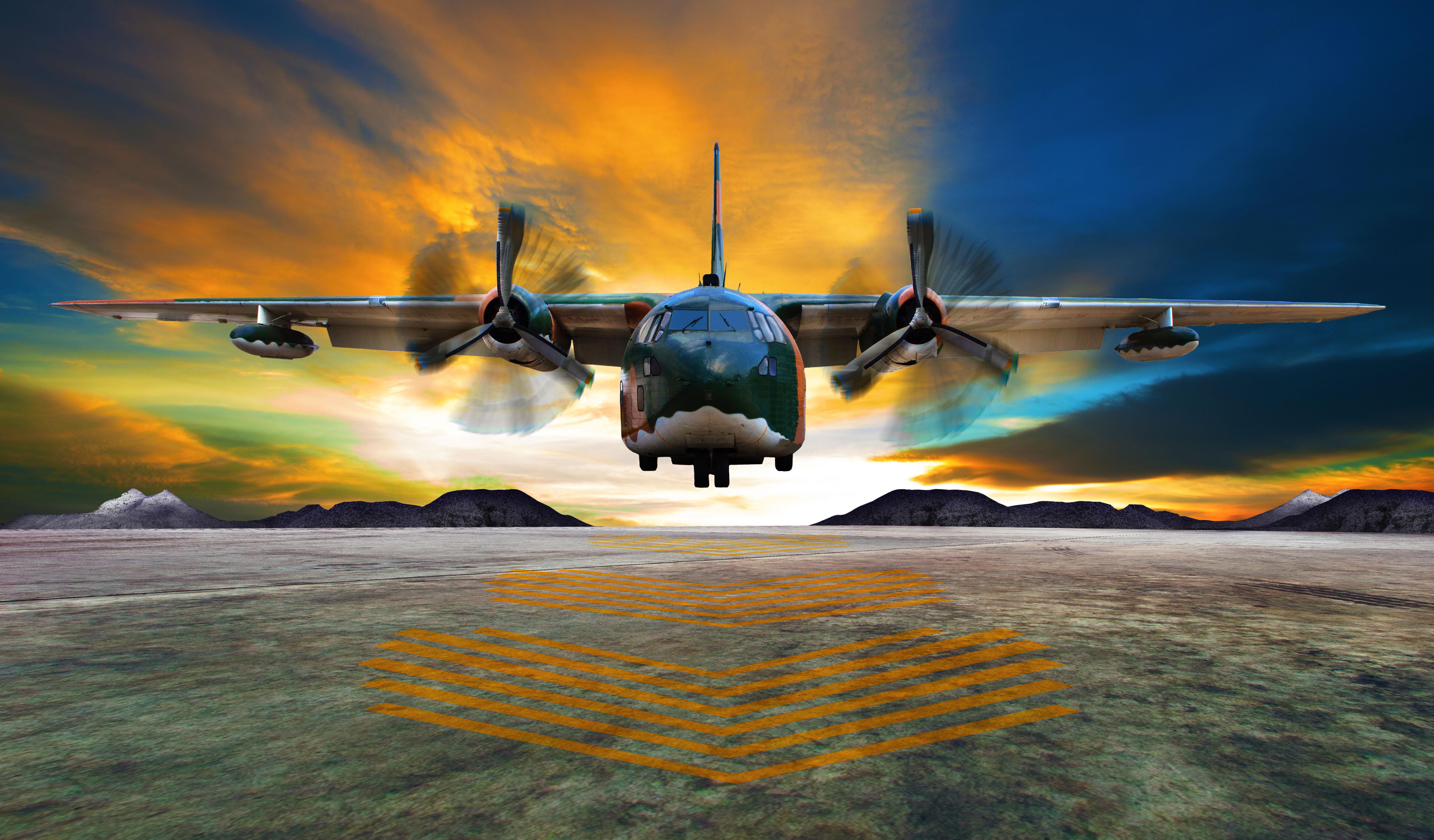 Wallpaper Lockheed C 130 Hercules, Transport Aircraft, Landing