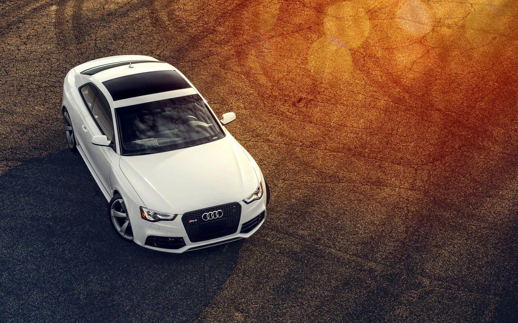Audi RS5 White Aerial View Desktop Wallpaper