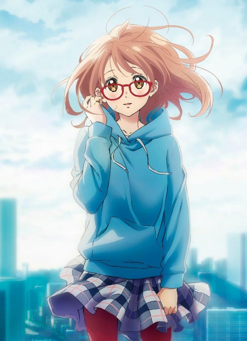 Download 840x1160 wallpaper cute anime girl, glasses, mirai kuriyama