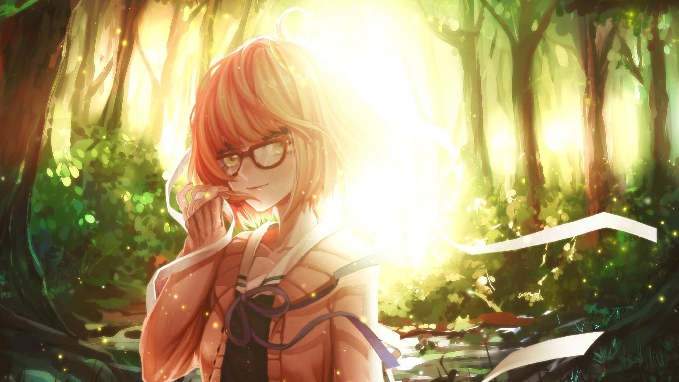 Wallpaper, anime girls, Kyoukai no Kanata, Kuriyama Mirai, jungle