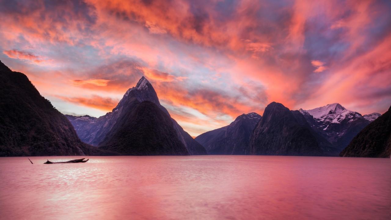 Wallpaper Milford Sound, Fjord, Fiordland National Park, New Zealand