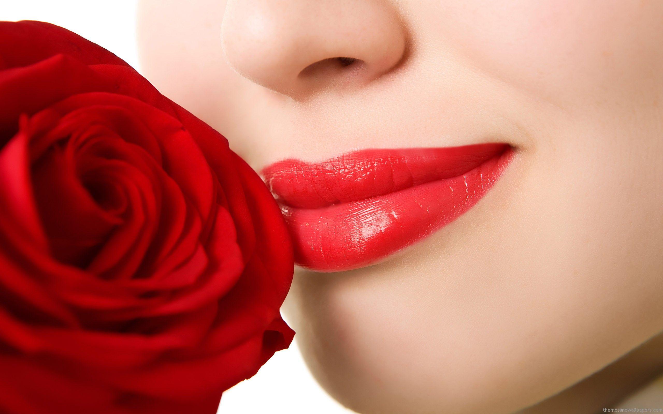 Flowers Red Rose & Red Lips wallpaper Desktop, Phone, Tablet