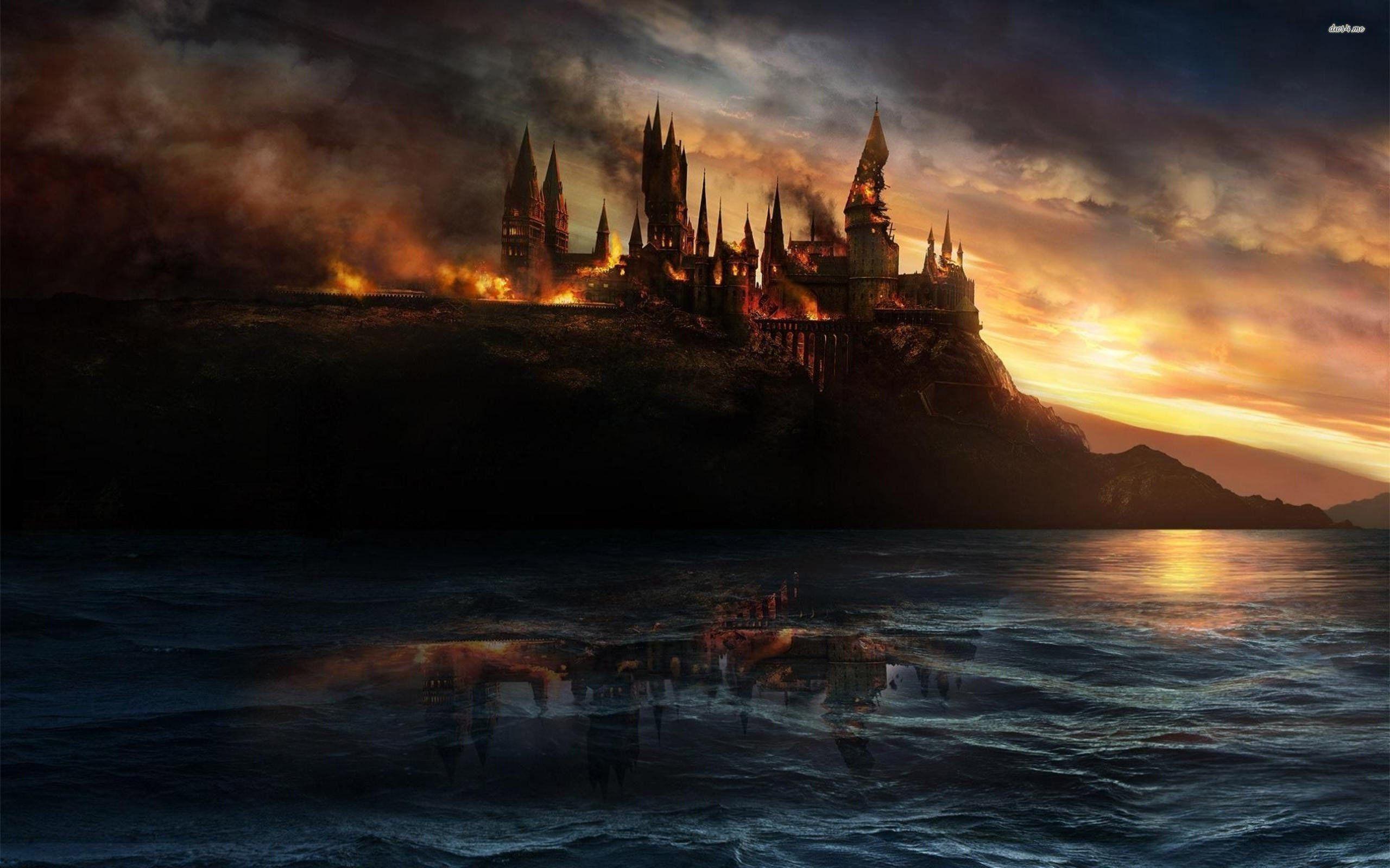 Harry Potter Wallpaper Hallows Hogwarts Deathly Flames Wildlife
