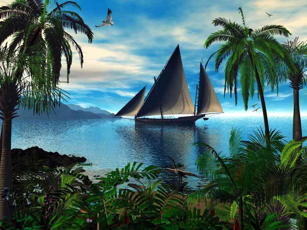 3D Boat in Ocean Nature #Wallpaper
