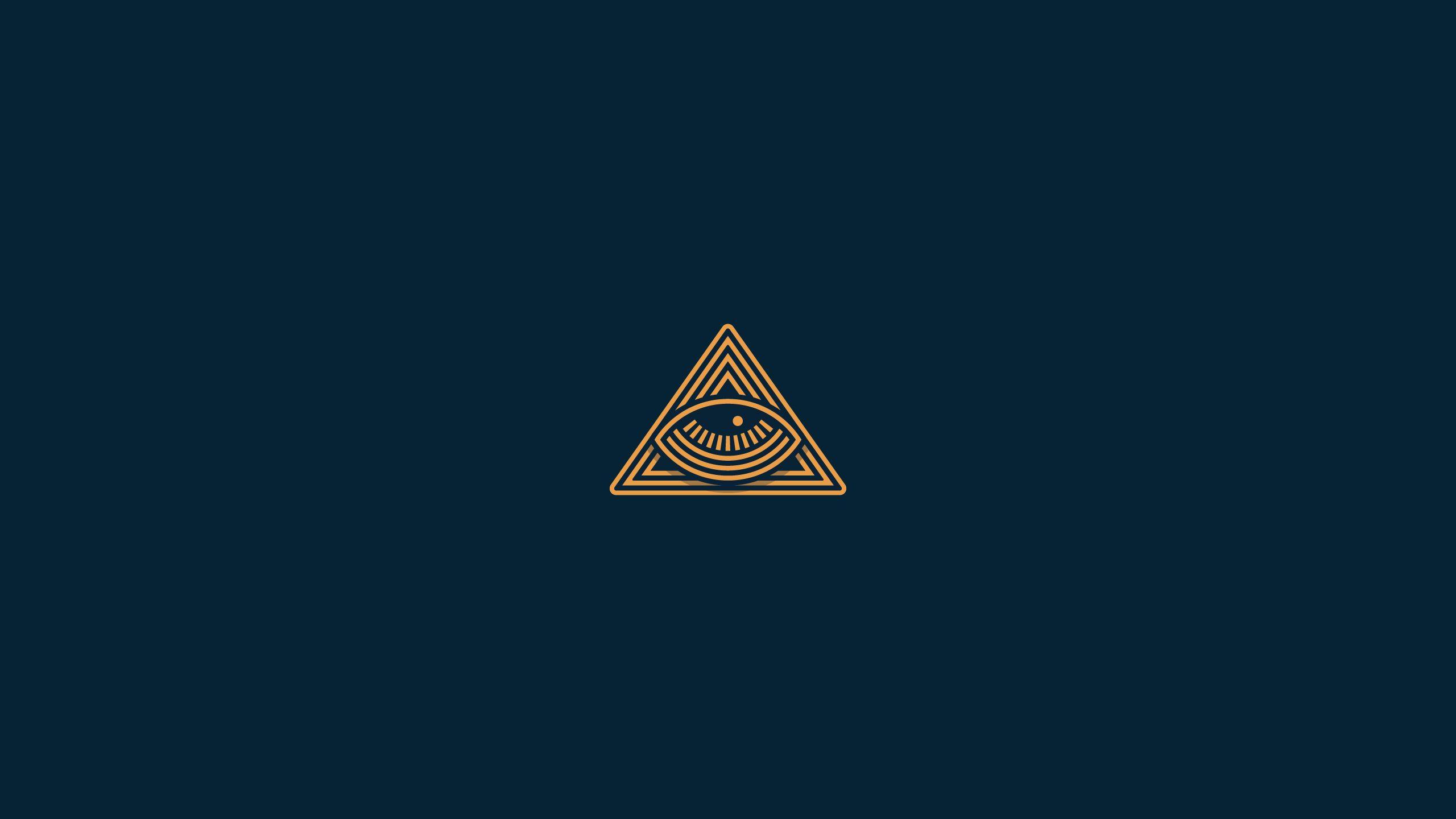 Wallpaper, graphic design, blue background, Illuminati, pyramid