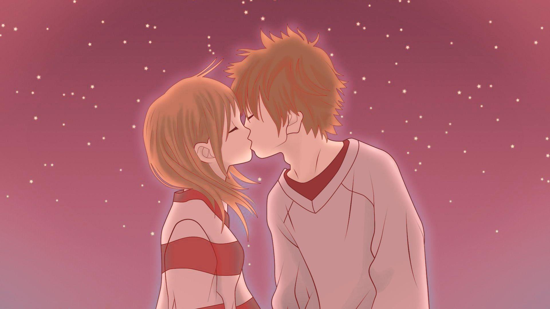 Beautiful Anime Love Kissing Couple HD Photo