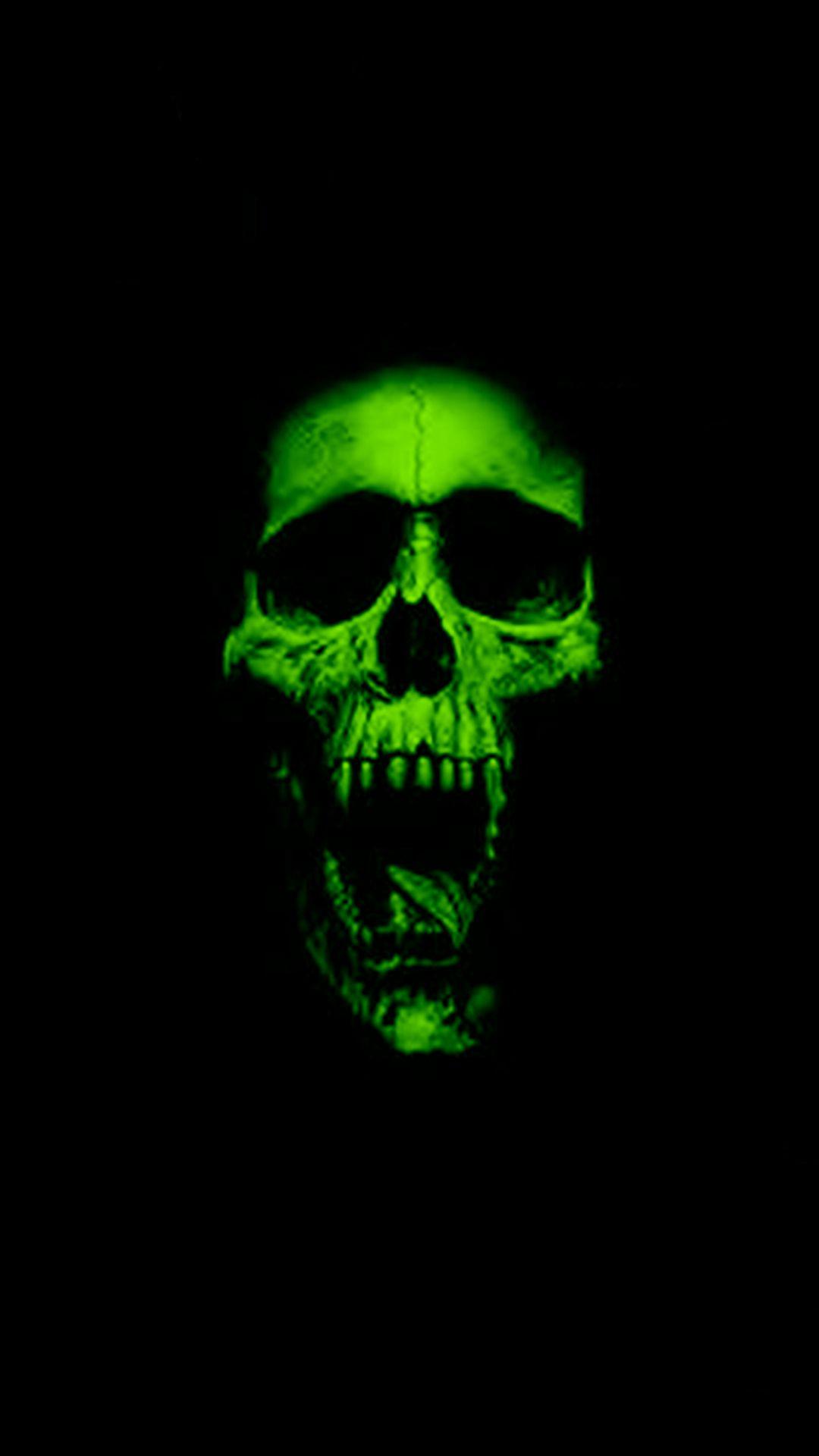Free HD Green Skull Phone Wallpaper.9658