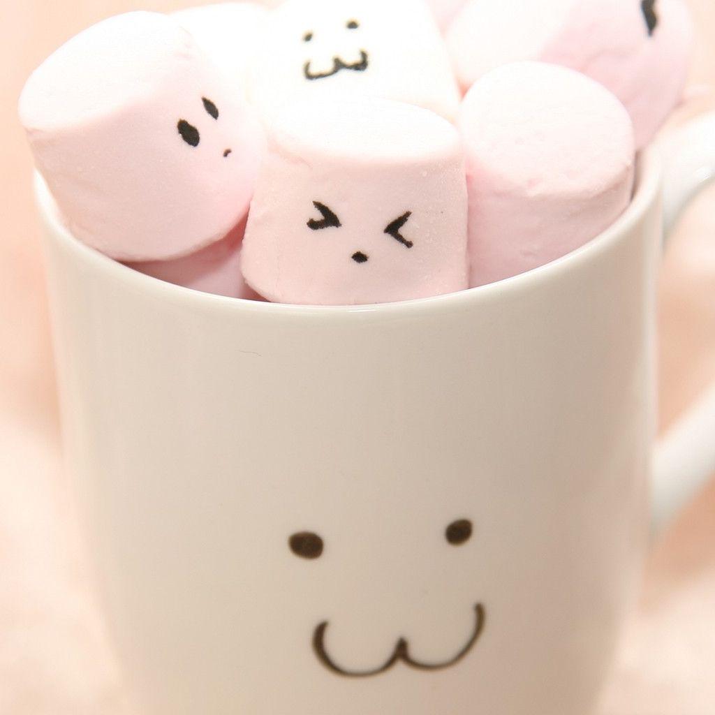 Cute Pink Marshmallow In Cup #iPad #Wallpaper. iPad Wallpaper