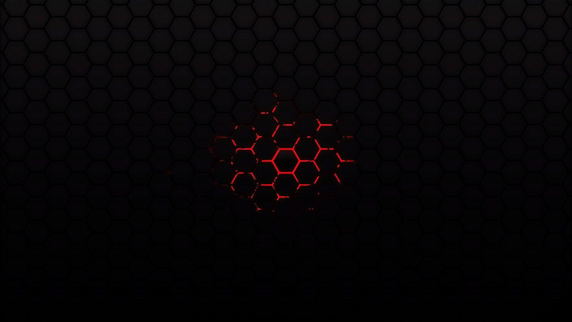 black background, black, red, hexagon wallpaper