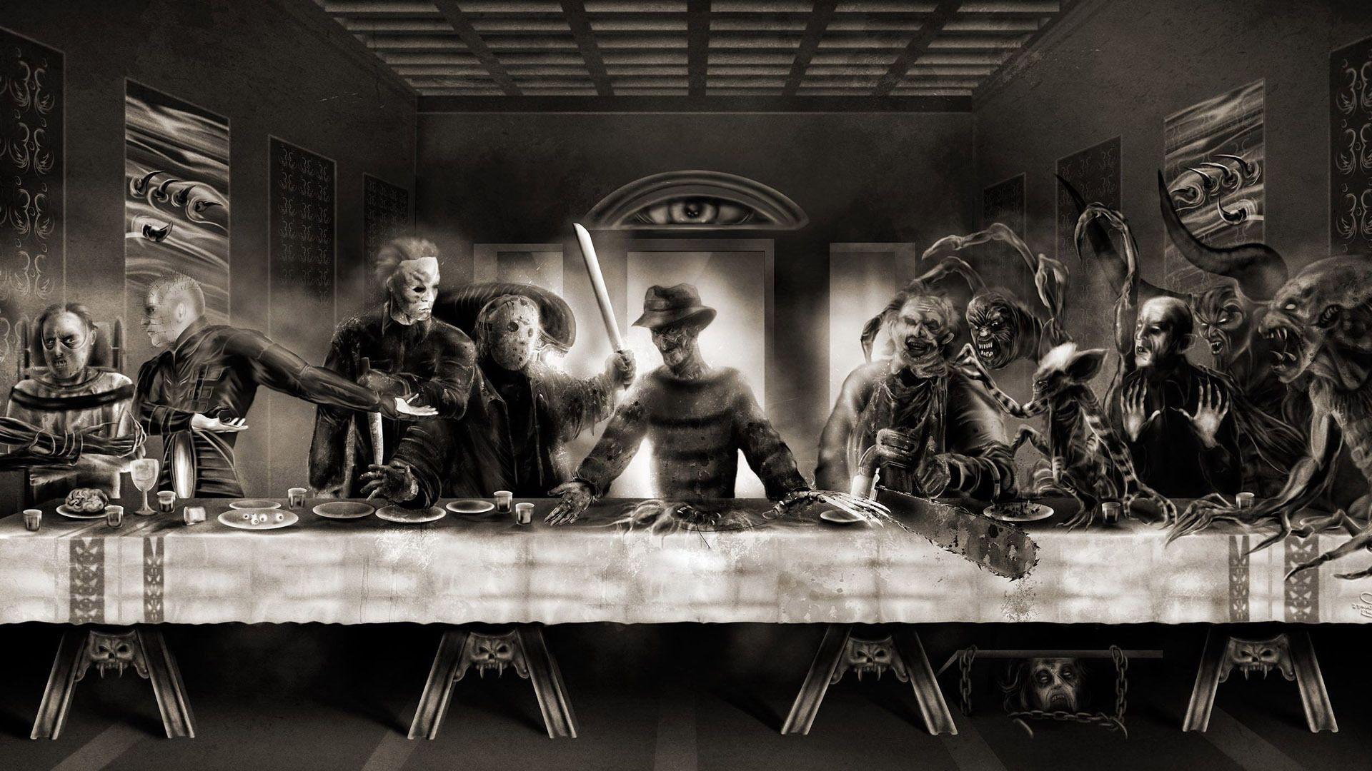 Horror Last Supper wallpaper. Horror movie art, Horror movies funny, Last supper