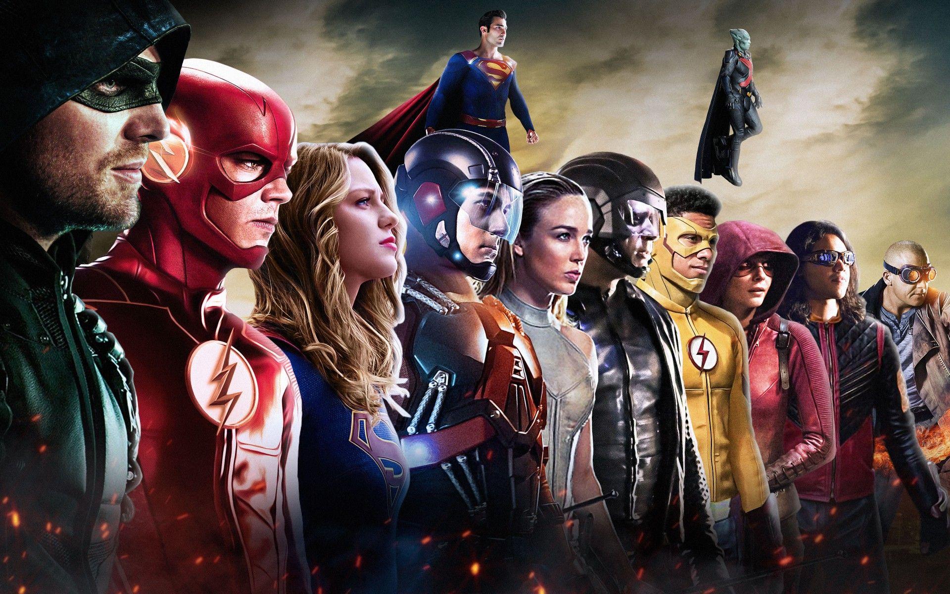 Wallpaper DC Superheroes, DC Comics, DC TV Crossover, Arrow