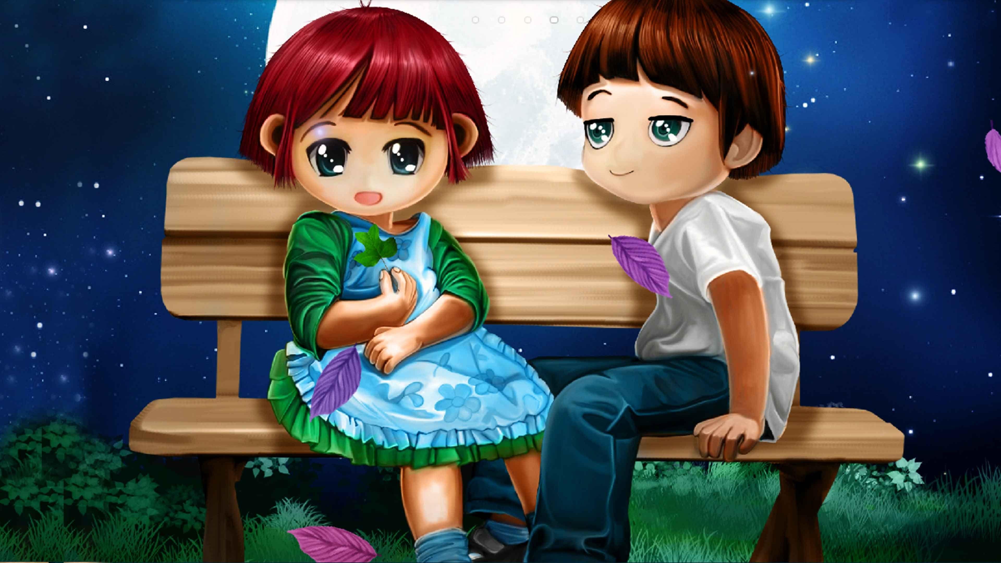 Luxury Cute Animated Couple Wallpaper