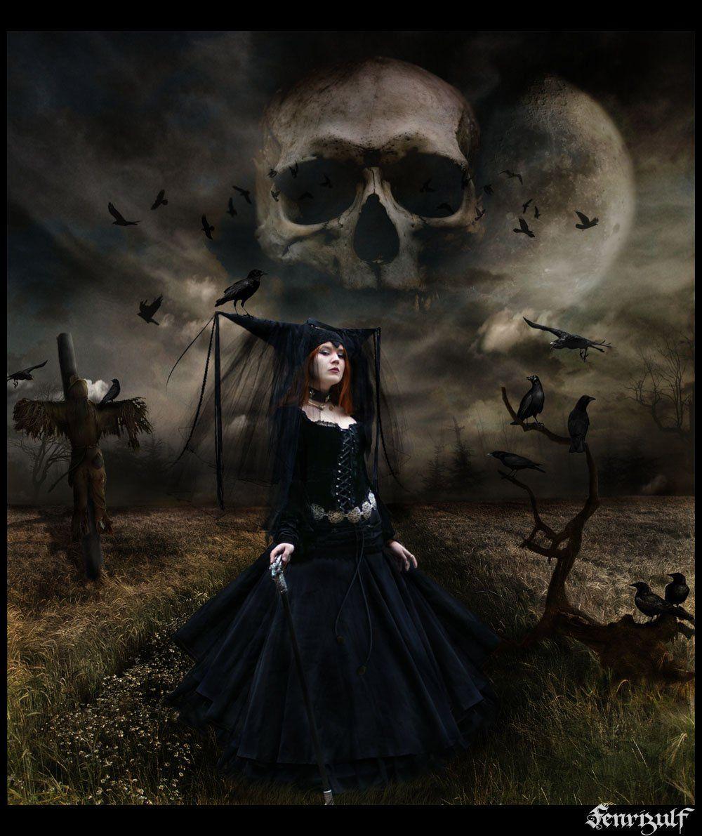 Gothic witch and skull, Wallpaper Metal Gothic: Heavy Metal