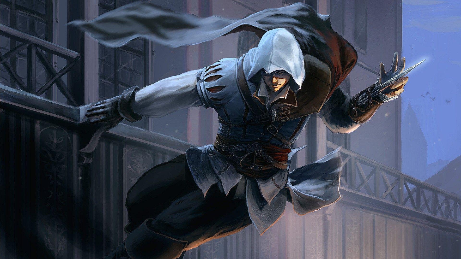 video games, night, weapons, blade, artwork, Assassins Creed Ezio