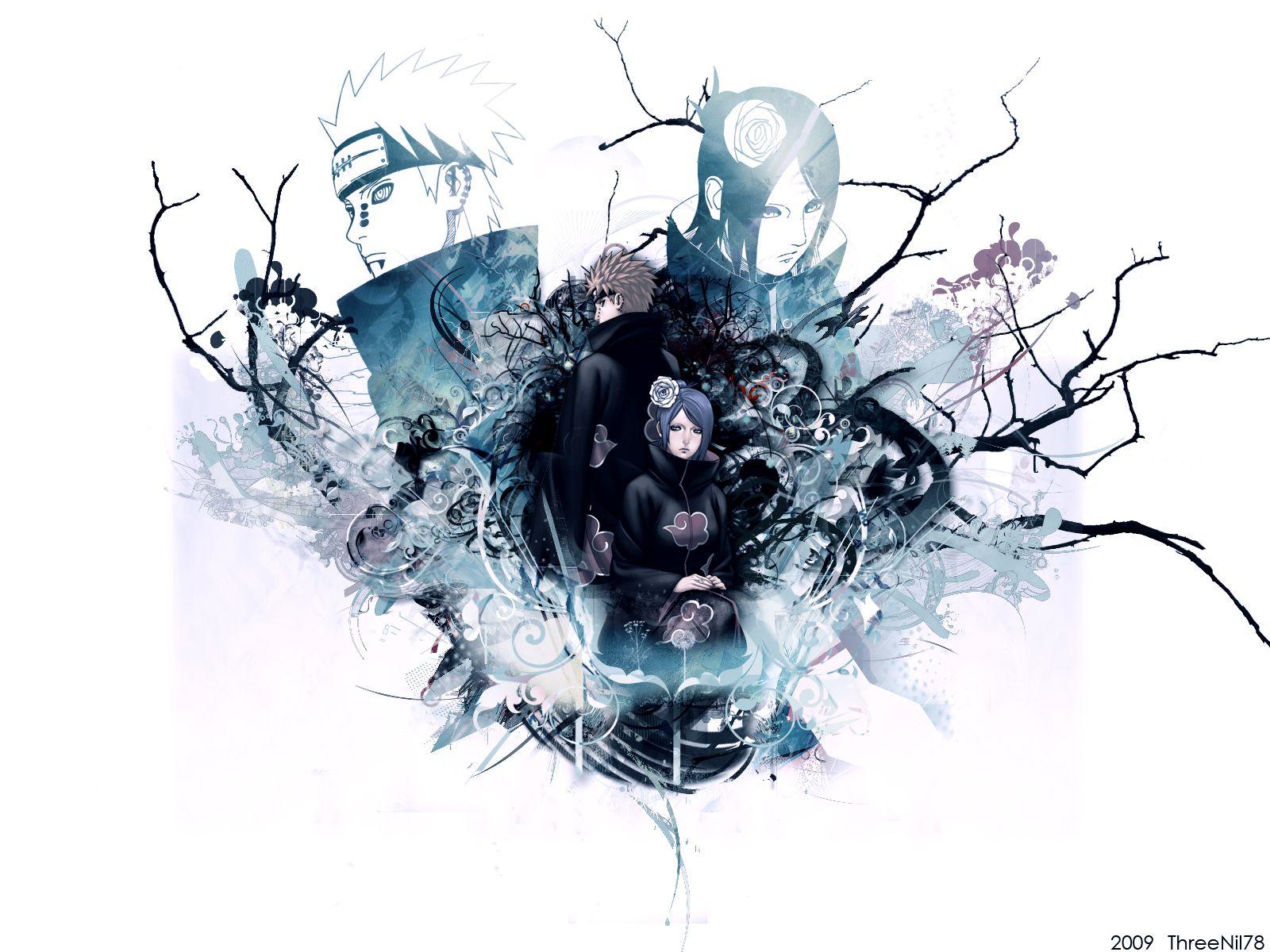 Naruto: Shippuden Akatsuki Konan Pein simple background wallpaper