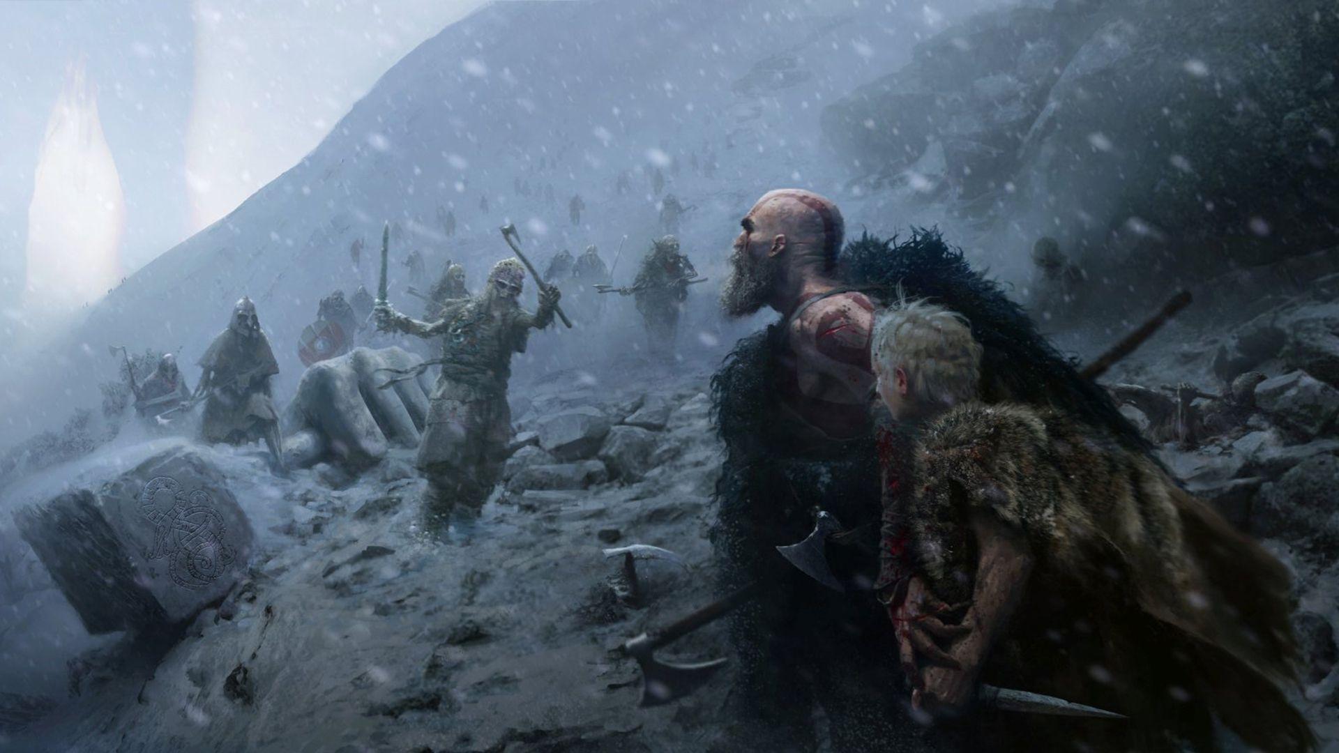 HD God of War 4 Kratos and Atreus Fighting Concep. #F140