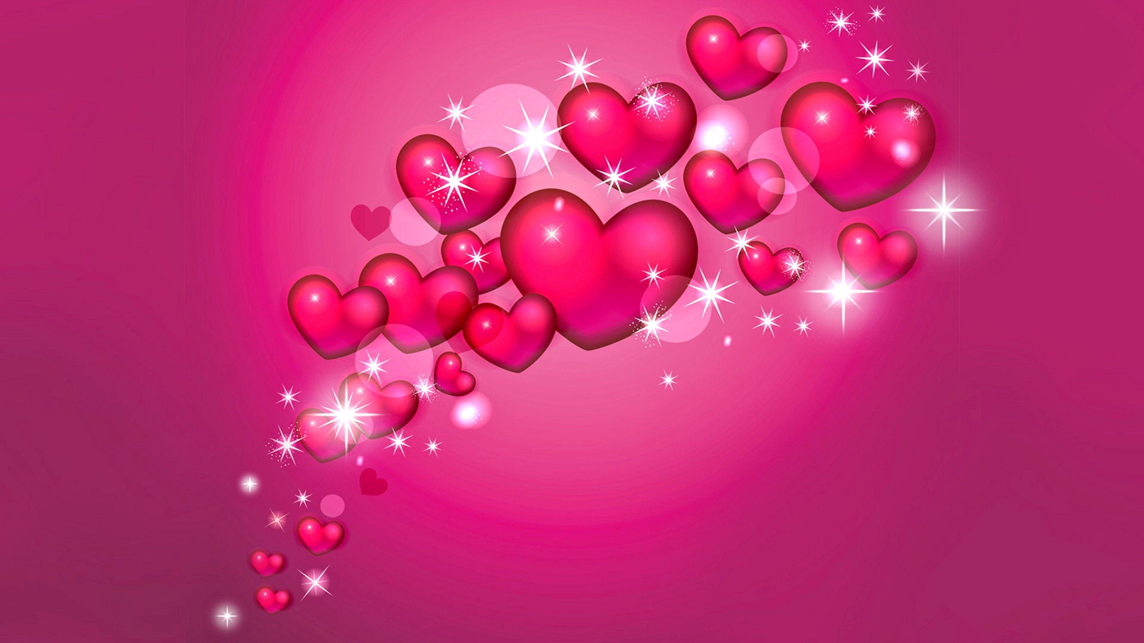 Pink Hearts 4k Ultra HD Wallpaper and Background Imagex2160