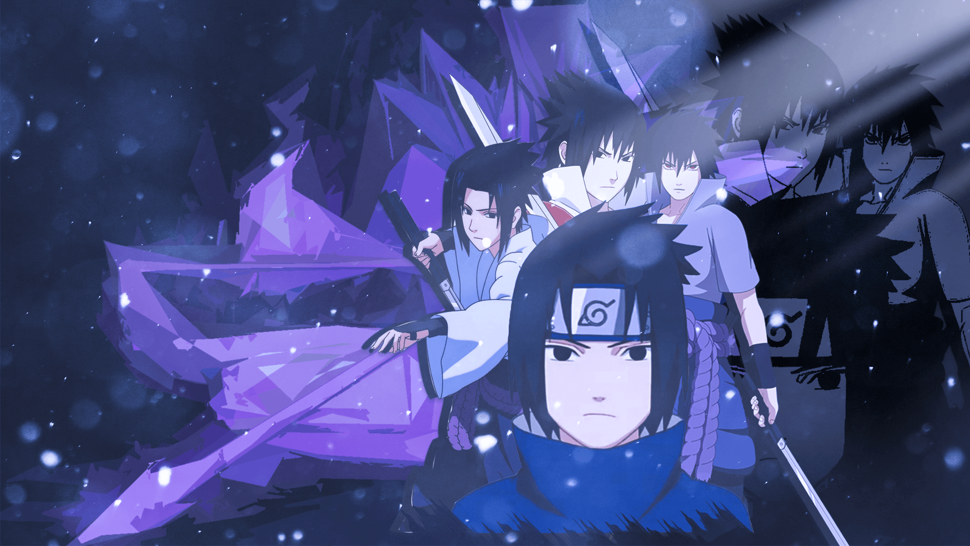 Anime, Naruto và Sasuke đen trắng 4K tải xuống hình nền
