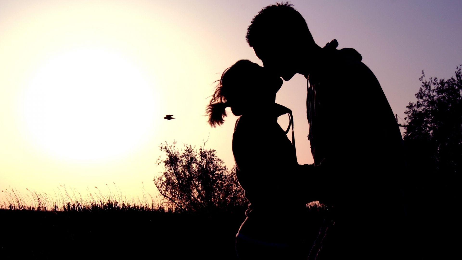 Wallpaper.wiki Couple Shadow Sunset Kissing PIC WPB0011922