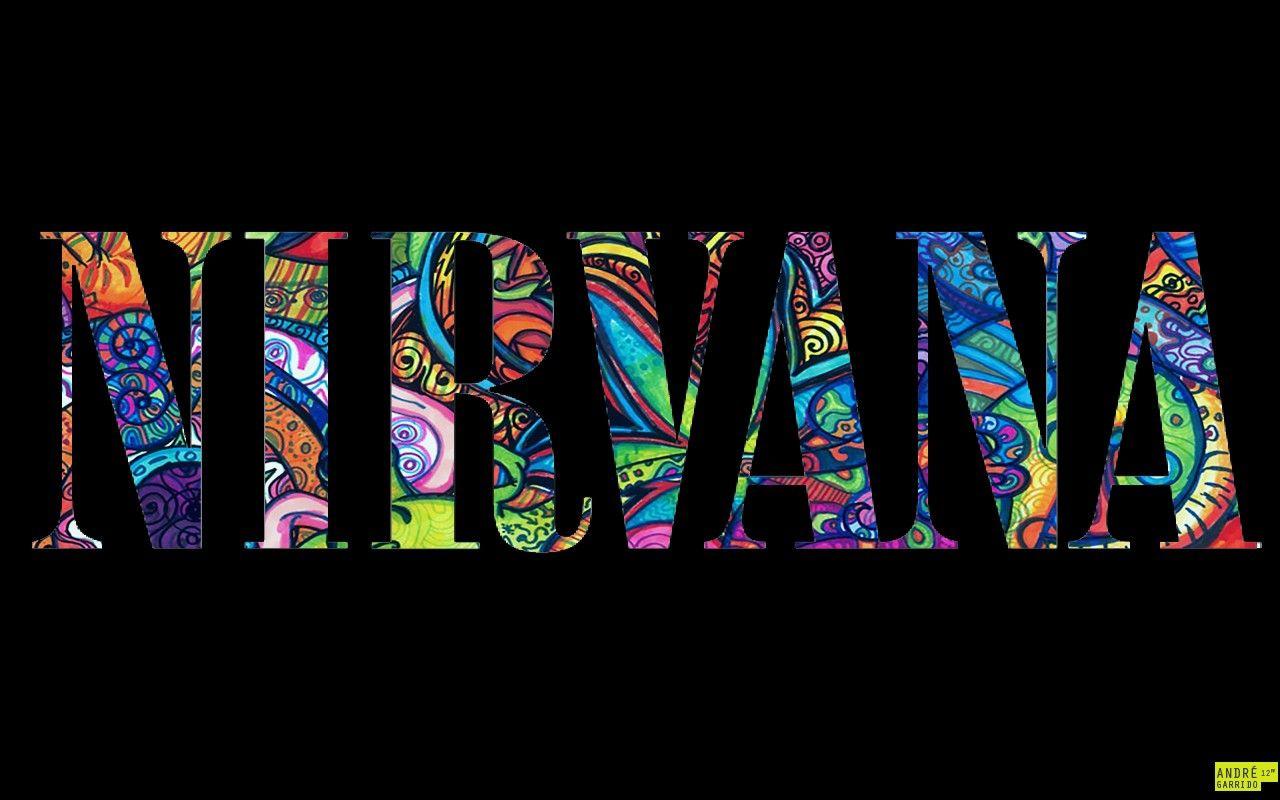 Wallpaper, text, music, glass, neon sign, brand, Nirvana, color