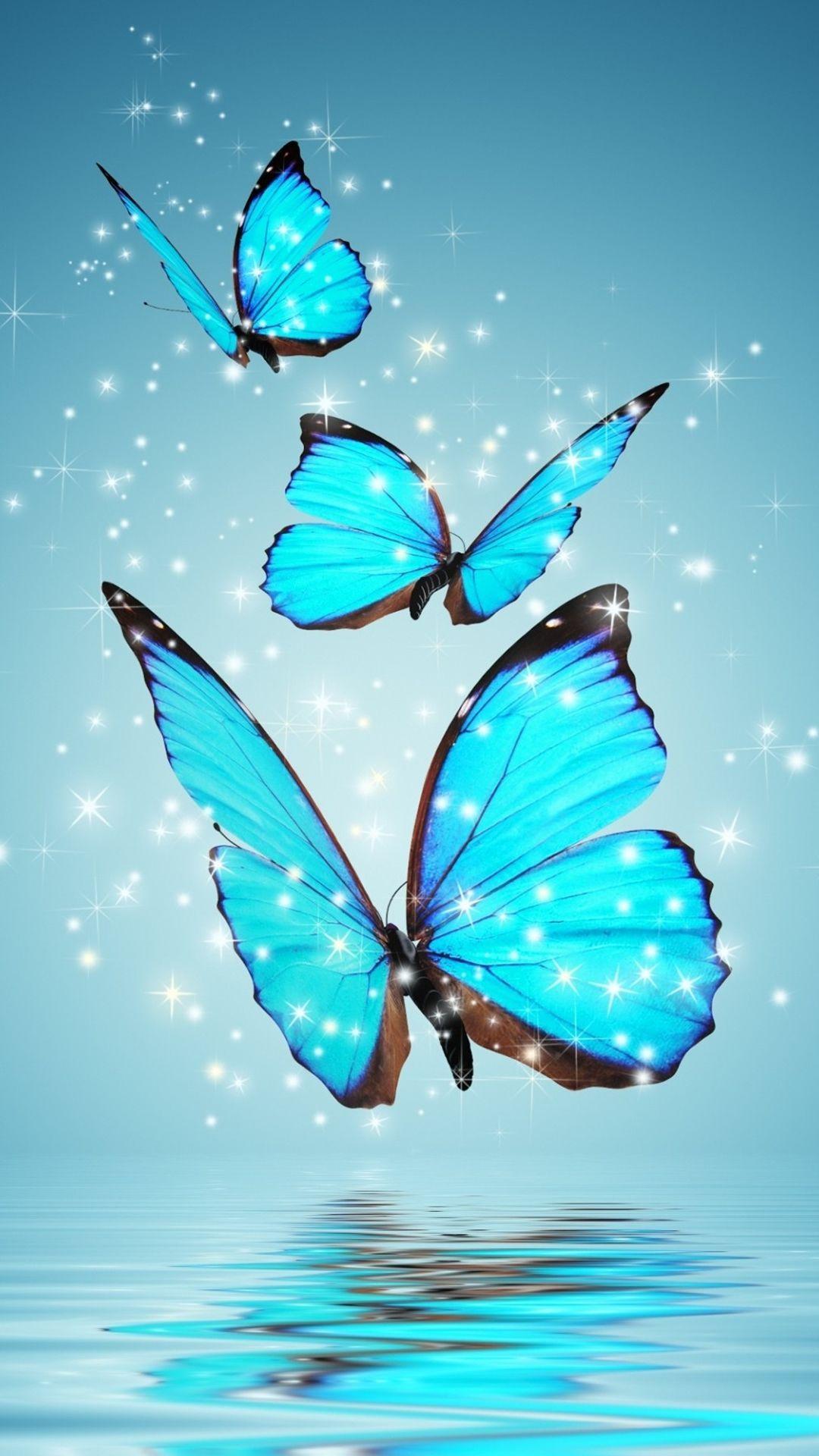 Blue Butterflies #iPhone #Wallpaper. Papel de parede