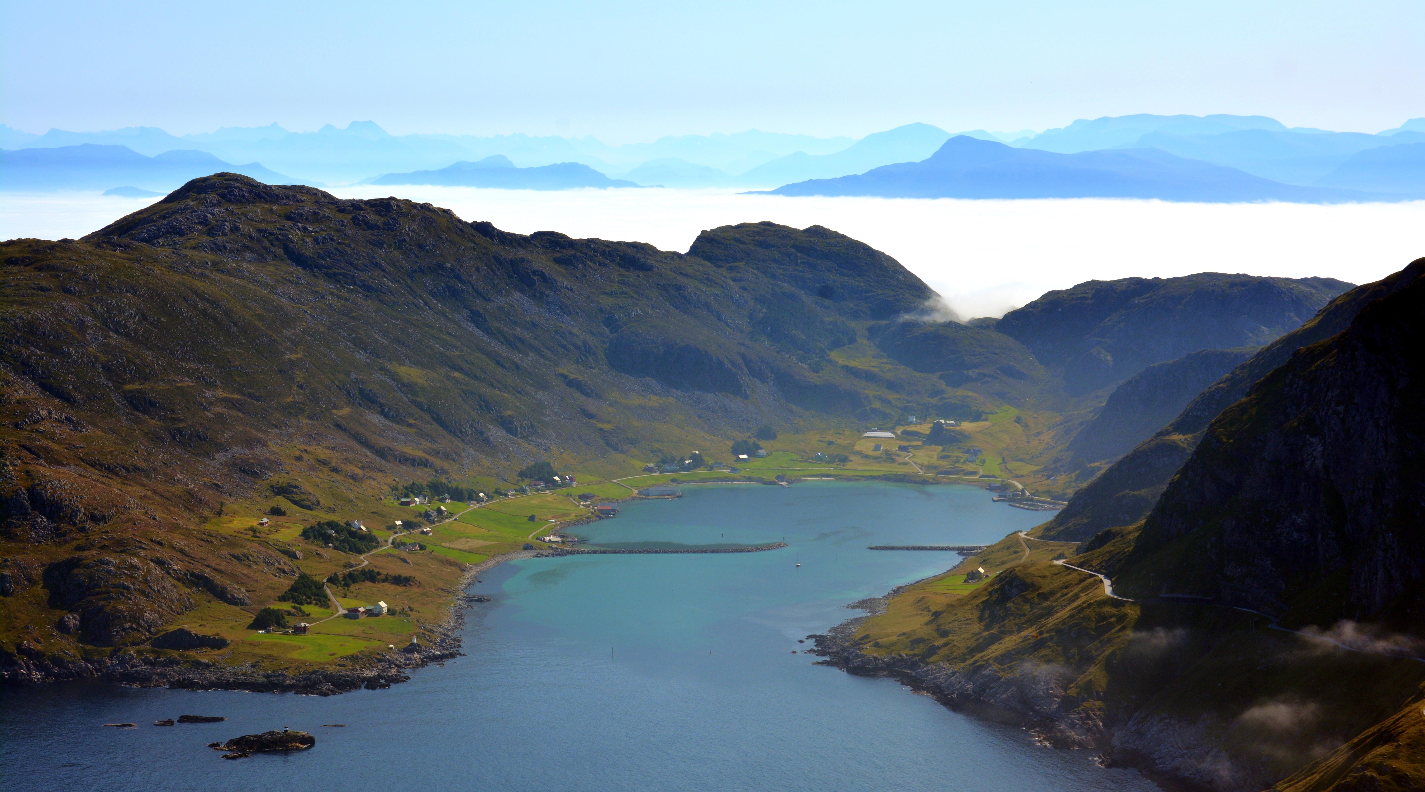 Wallpaper, landscape, mountains, hill, water, sky, Norway, coast