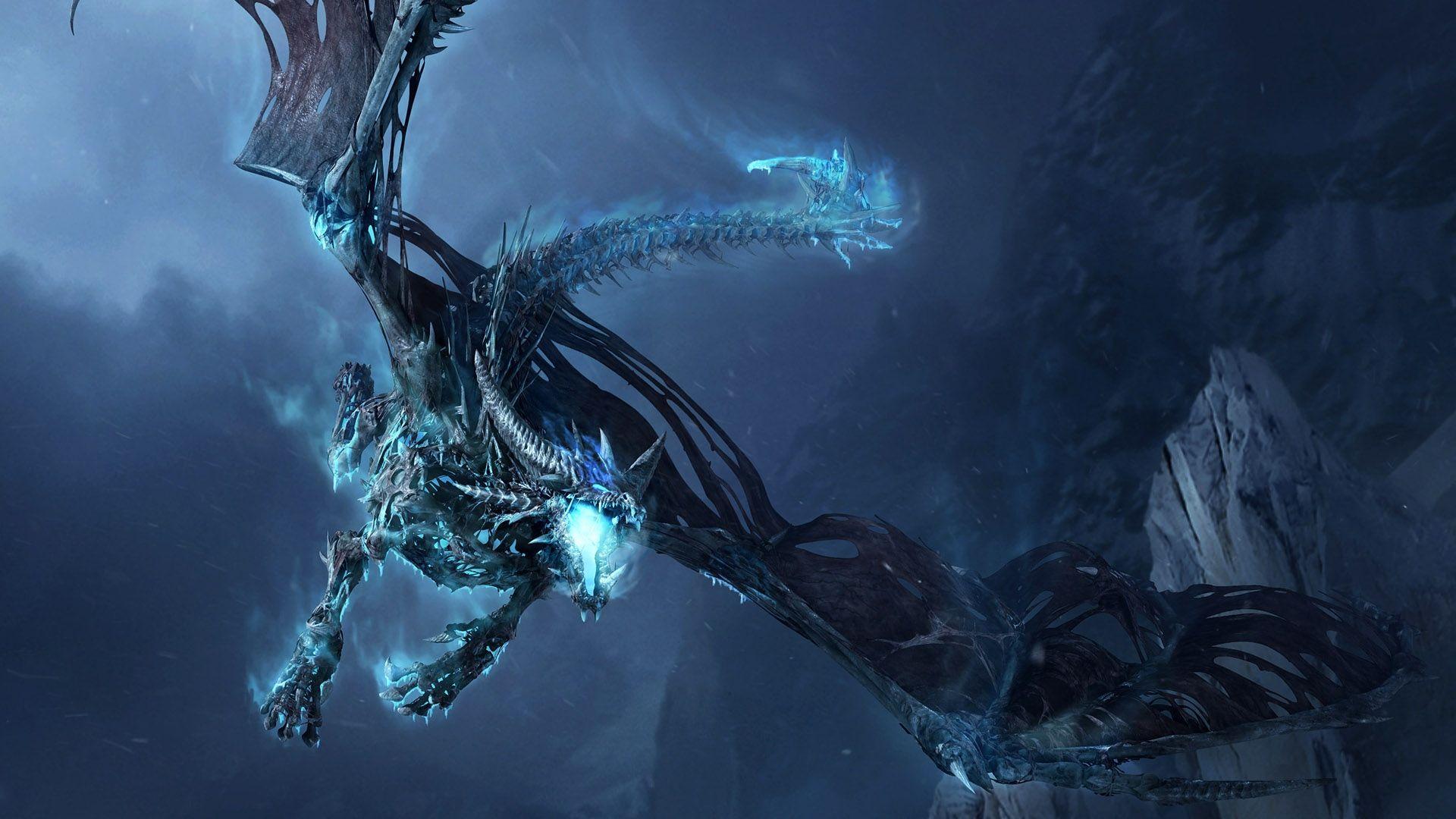 Download Wallpaper 1920x1080 world of warcraft, dragon, cold, fly