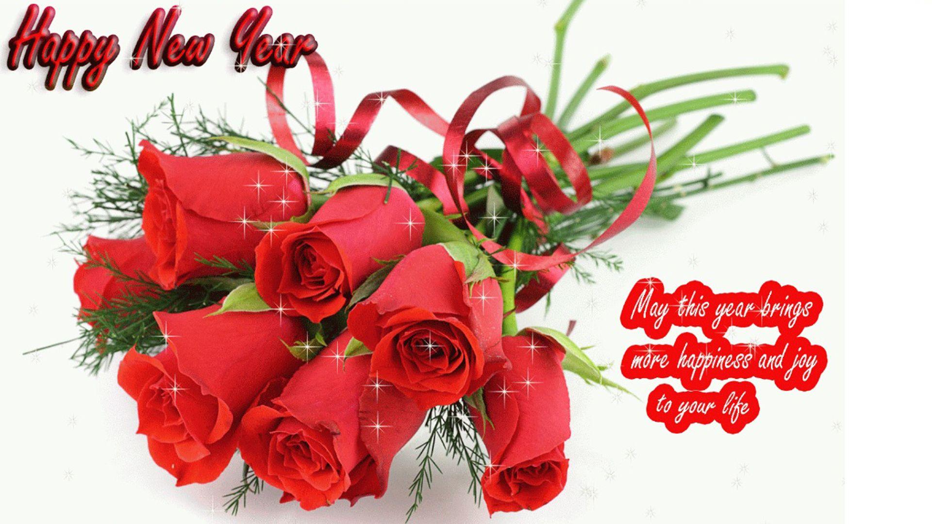 Happy New Year 2018 Red Rose Romantic Love Wallpaper HD 1920x1080