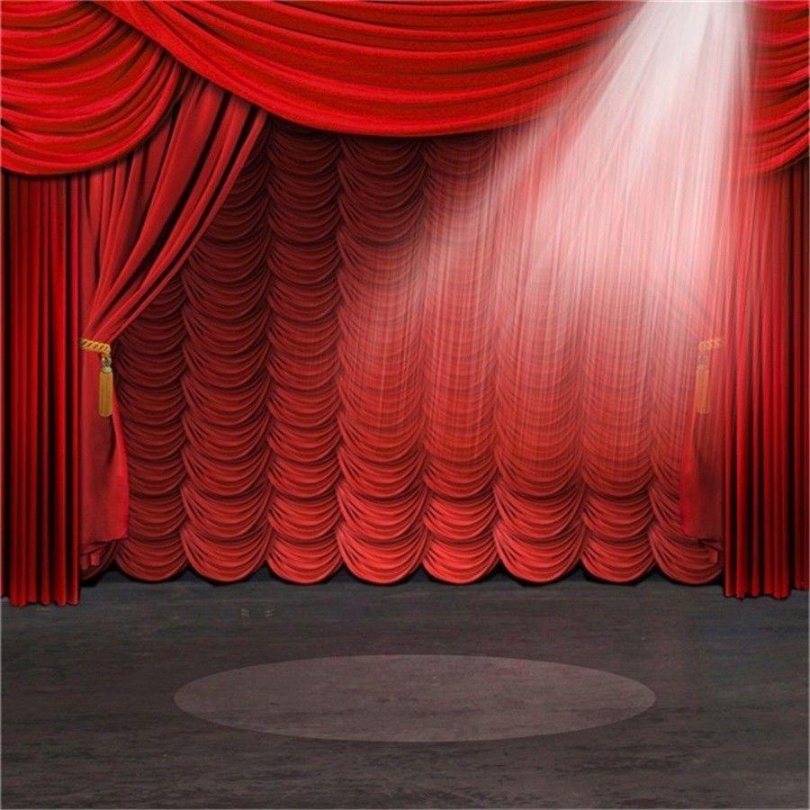 Red Velvet Curtains Backdrop Shining Stage Background 8x8ft Studio