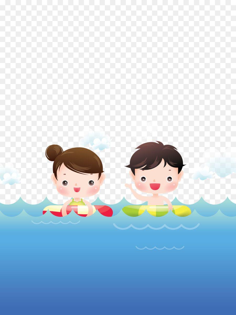 Child Swimming Cartoon Illustration training vector