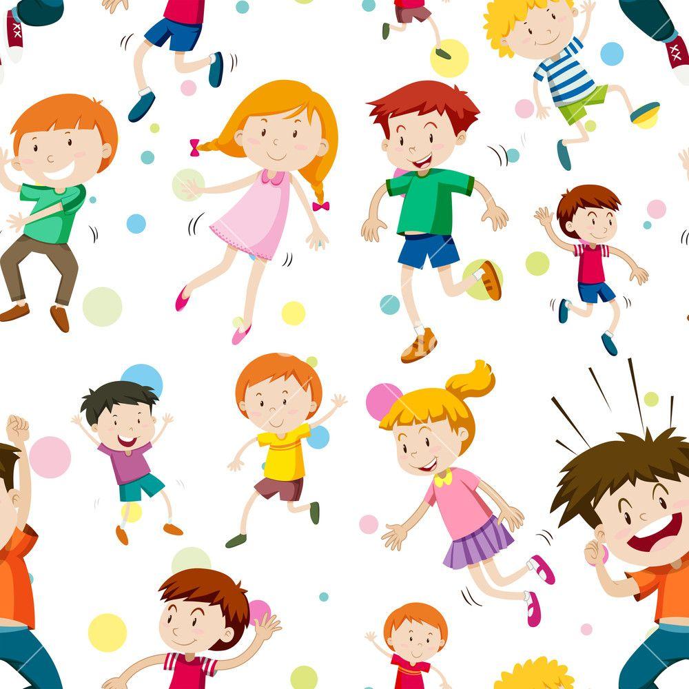 Seamless Background With Happy Children Illustration Royalty Free