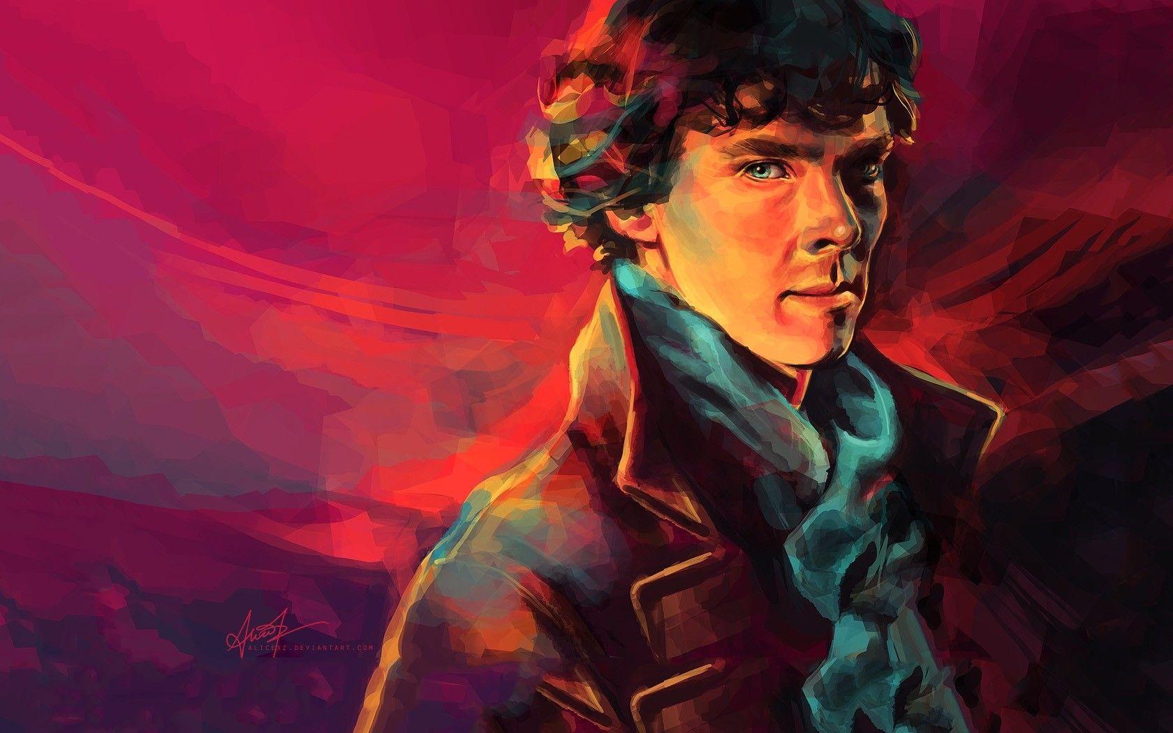 paintings, men, BBC, Sherlock Holmes, artwork, Benedict Cumberbatch
