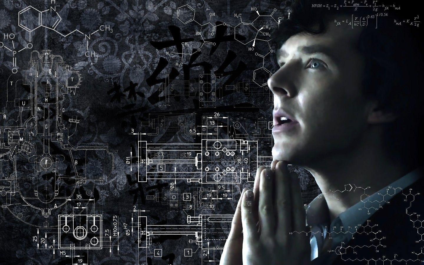 Wallpaper, monochrome, Benedict Cumberbatch, Sherlock Holmes