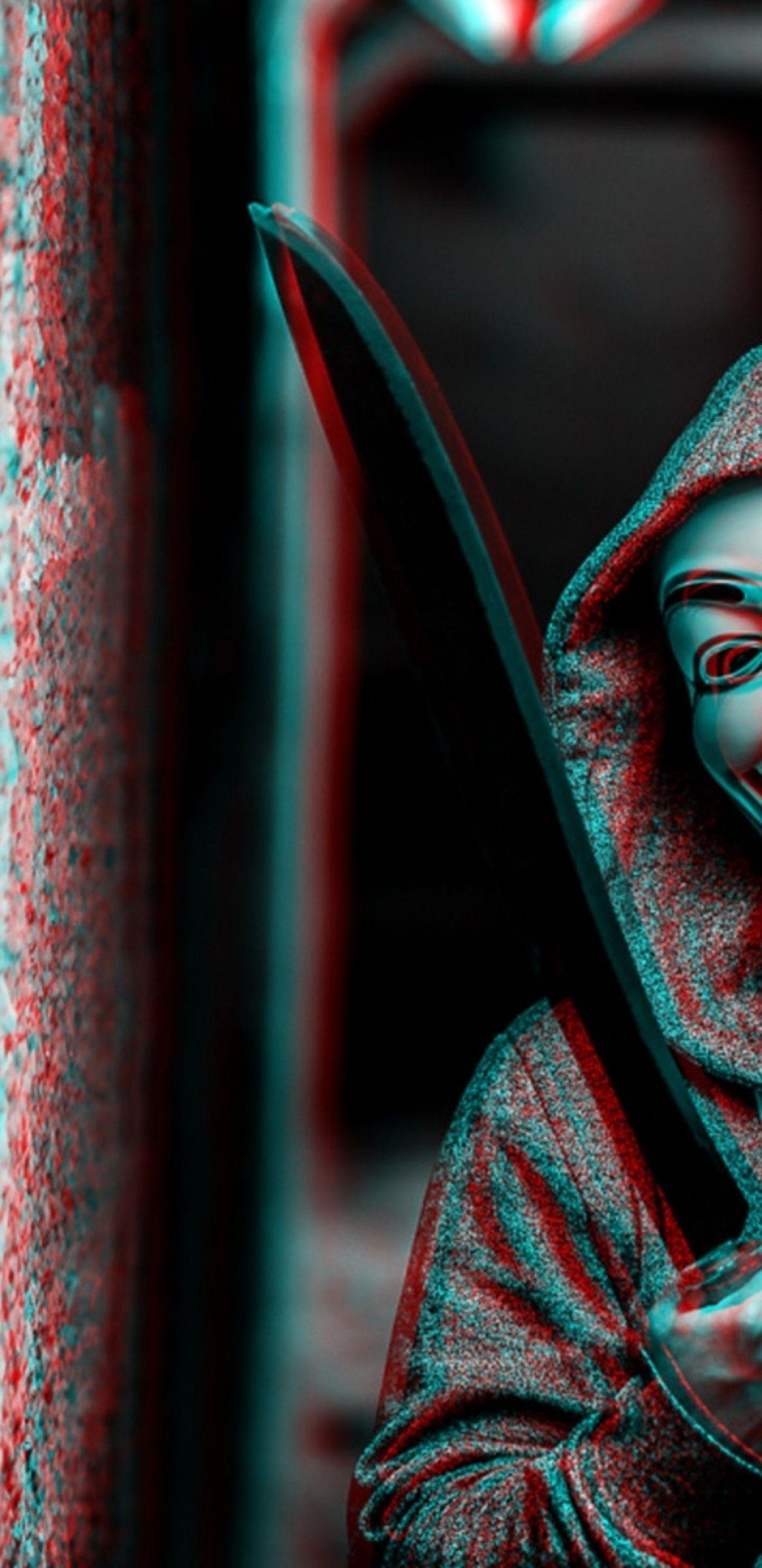 Download 1440x2960 V For Vendetta, Mask, Blade Wallpaper