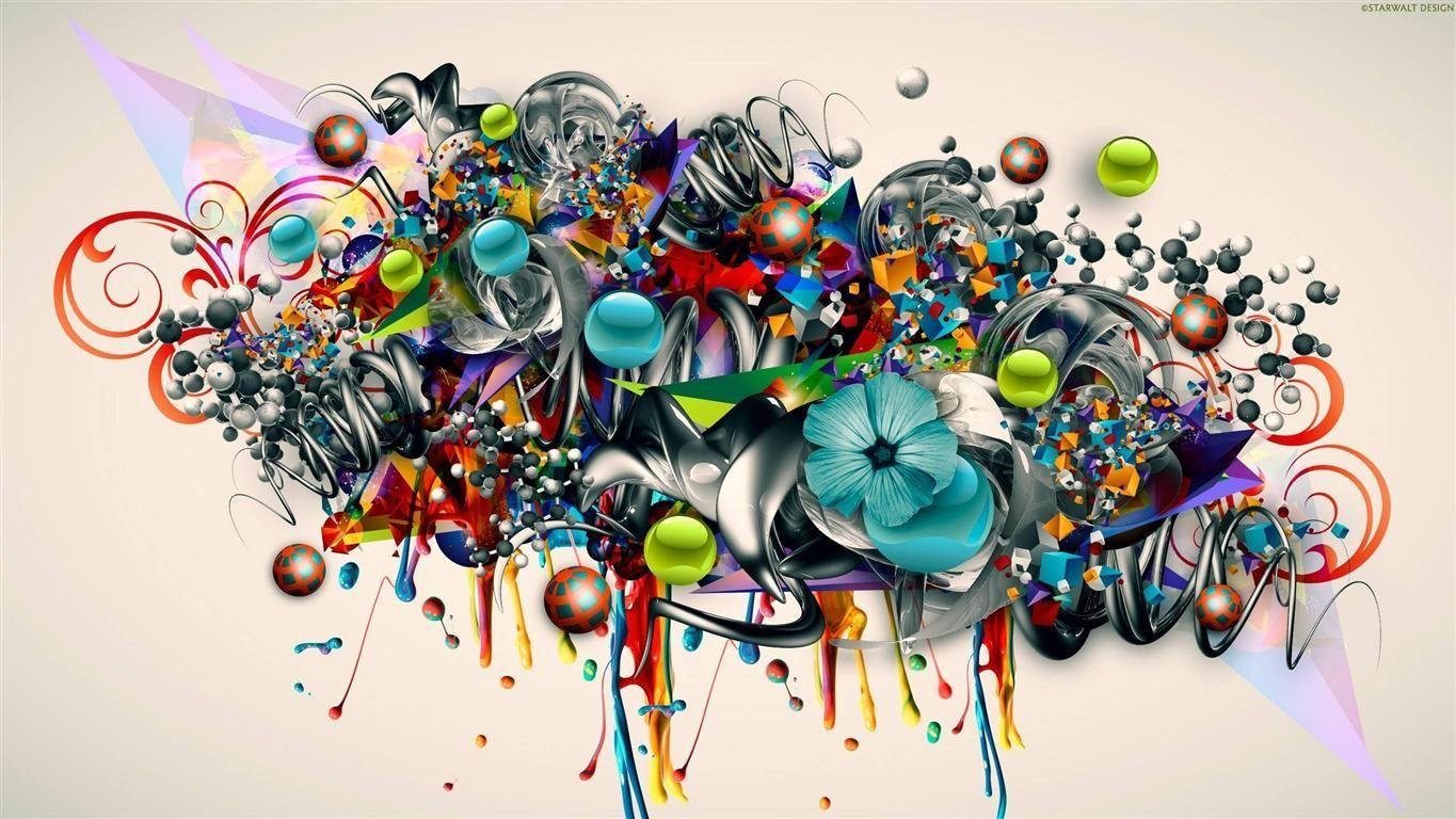 Colorful 3D Graffiti Wallpaper (1365×768). Art1