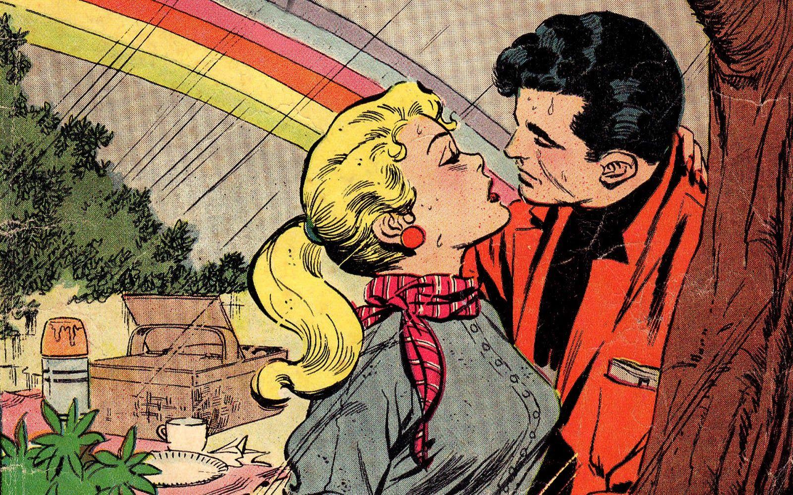 Comic Wallpaper Vintage: Rainbow love (Vintage Comic Wallpaper)